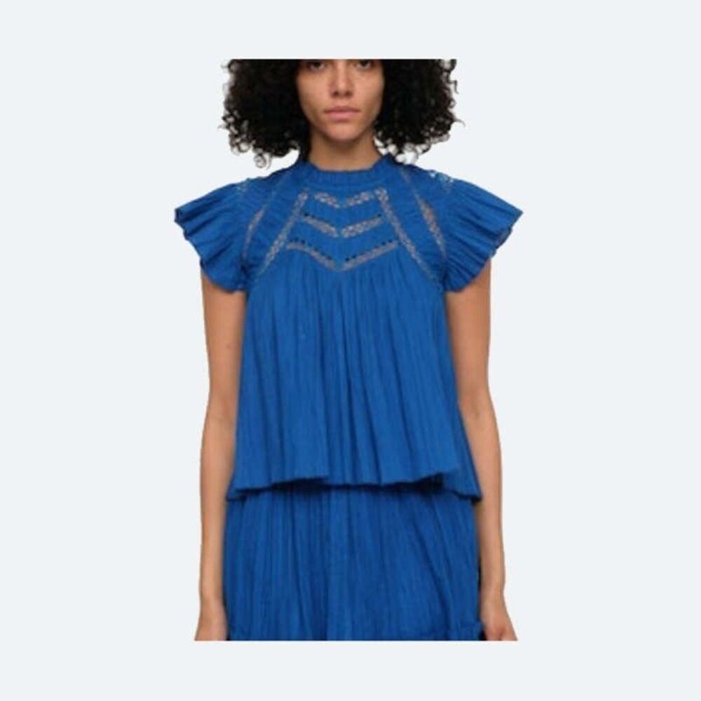 Sea New York Top Flutter Sleeve Aqua Blue